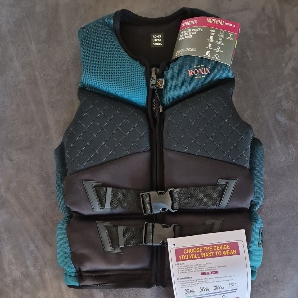 Women's Teal and Black Life Vest
